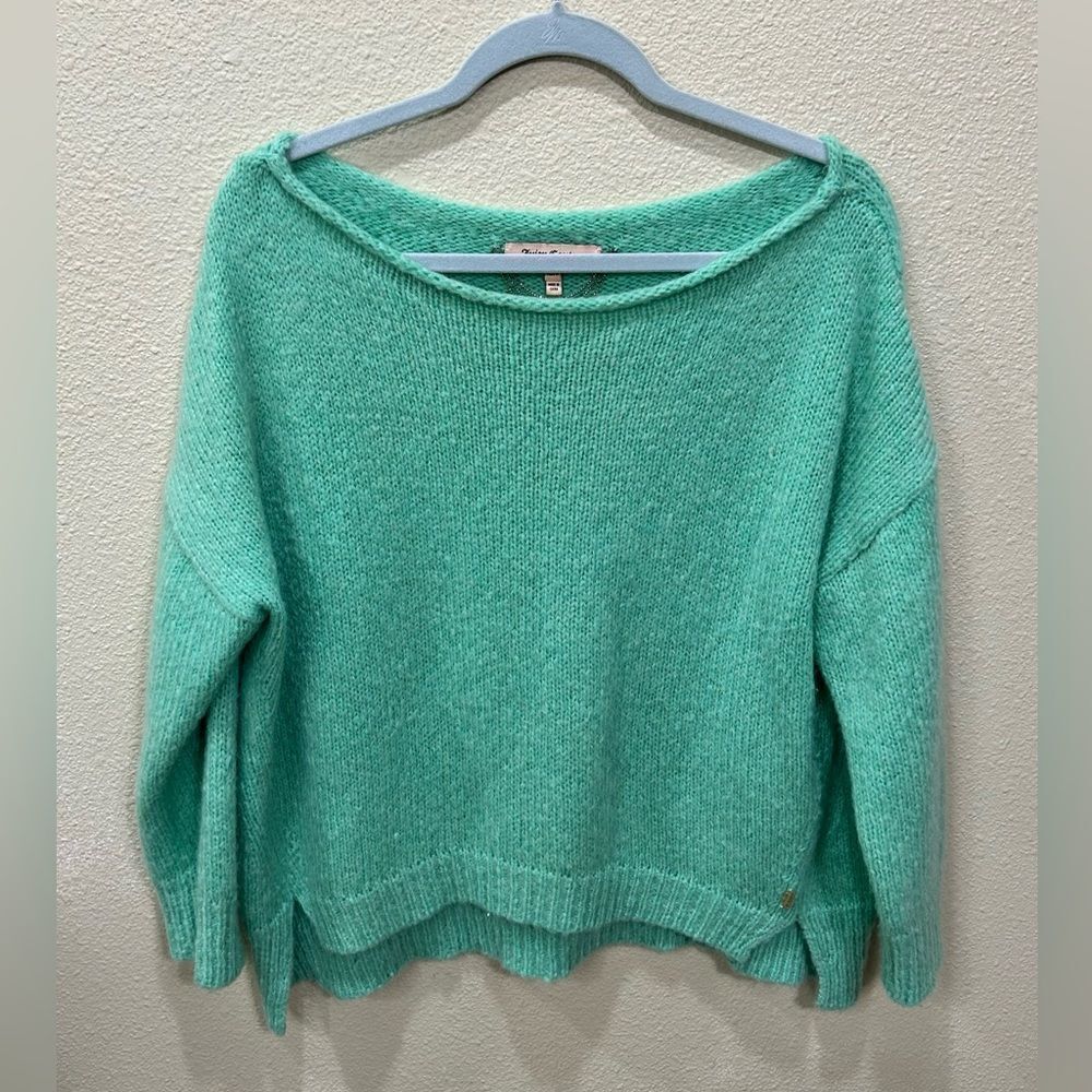 Juicy Couture Mint Green Off The Shoulder Chunky Knit Sweater Size SZ XS/S